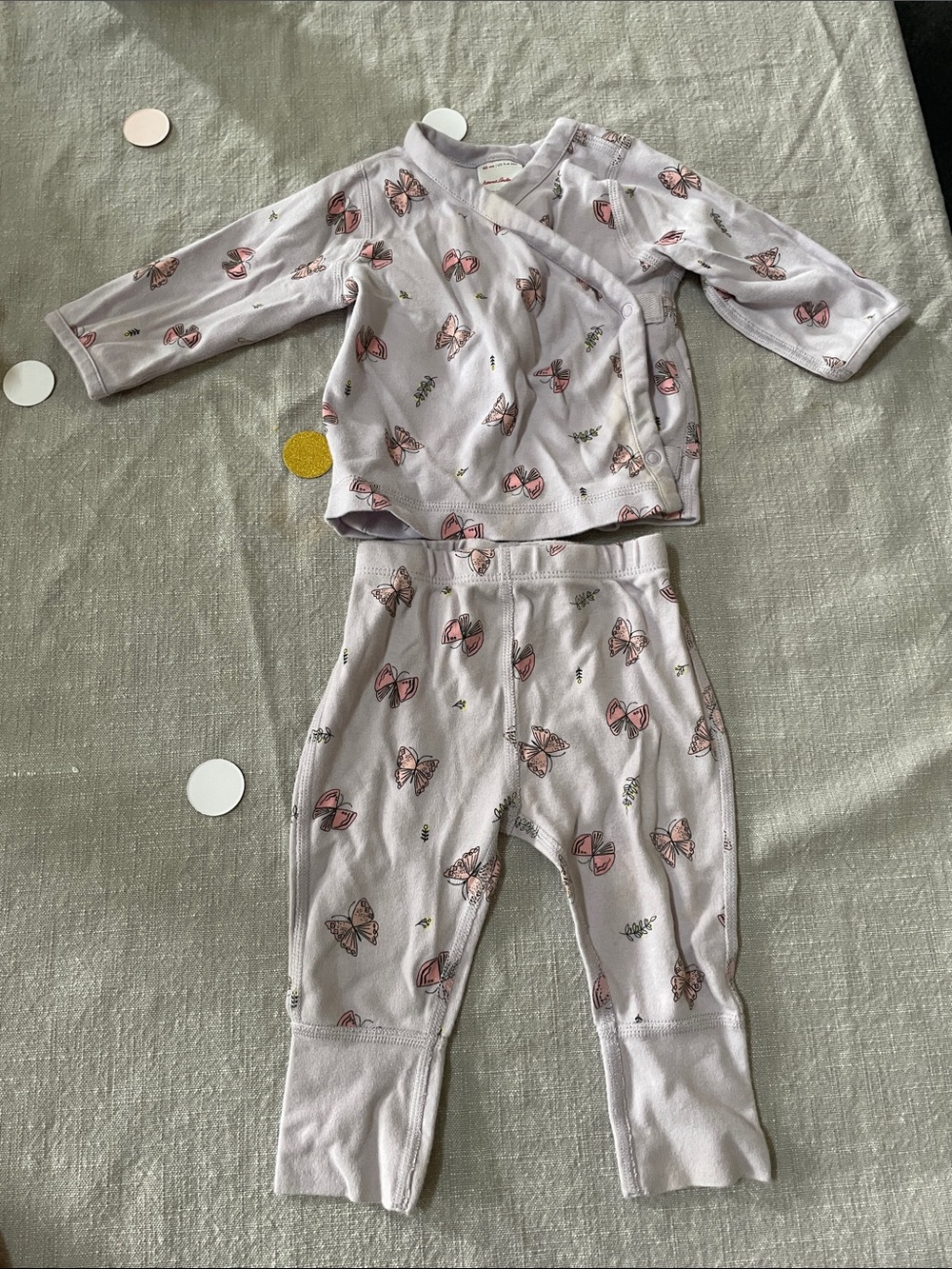 Hanna Andersson Light Pink Butterfly Wrap Pajama Set